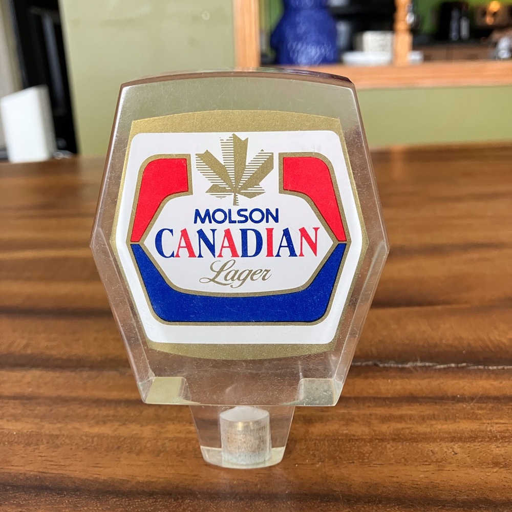 Canadian Lager Tap Handle - Red, Blue, Gold
